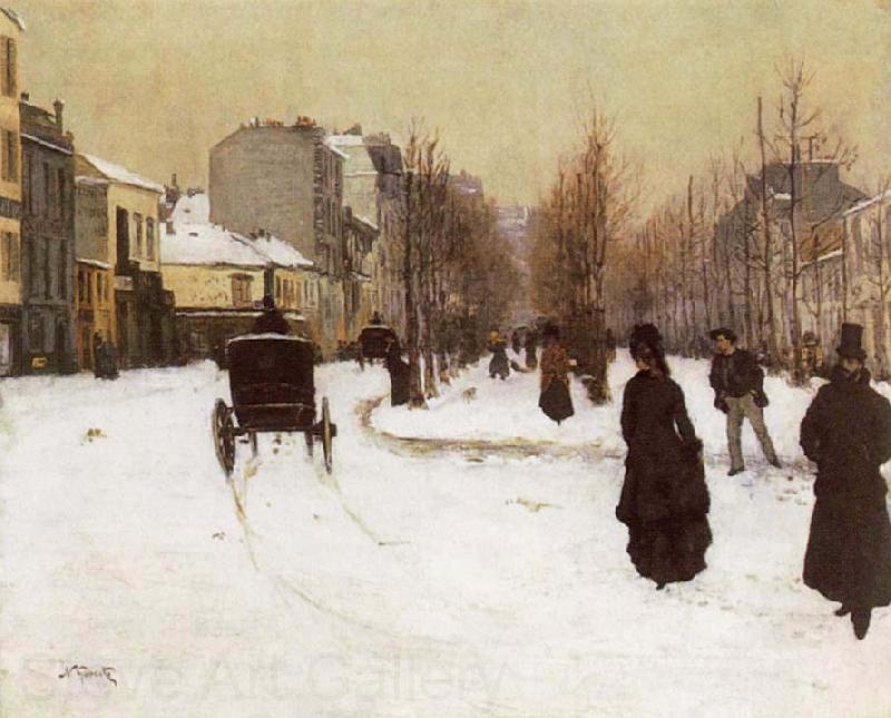 Norbert Goeneutte The Boulevard de Clichy Under Snow Spain oil painting art